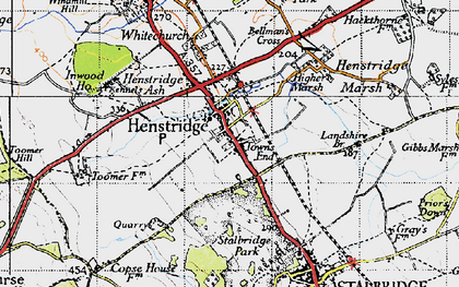 Old map of Henstridge in 1945
