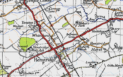 Old map of Henstridge Ash in 1945