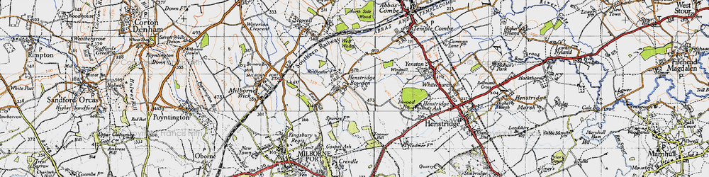 Old map of Henstridge Bowden in 1945