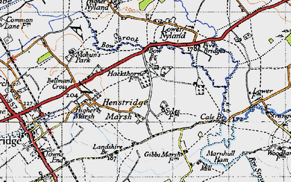 Old map of Henstridge Marsh in 1945