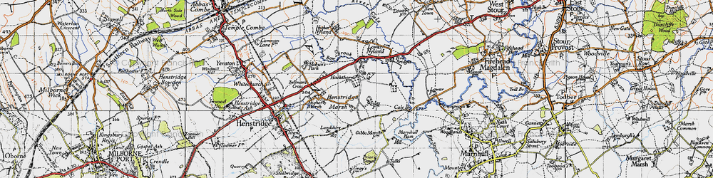 Old map of Henstridge Marsh in 1945