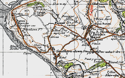 Old map of Heol-y-mynydd in 1947