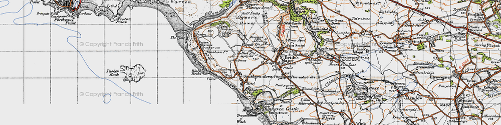 Old map of Heol-y-mynydd in 1947