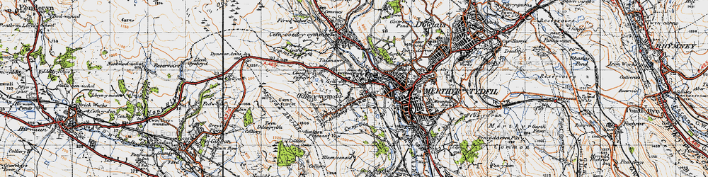 Old map of Heolgerrig in 1947