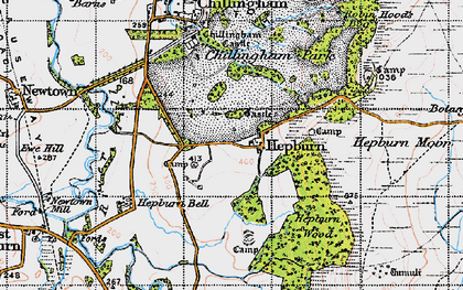 Old map of Bewick Folly in 1947
