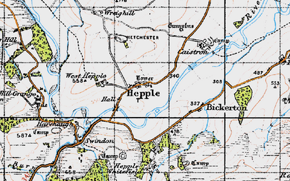 Old map of Hepple in 1947