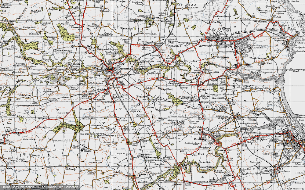 Old Map of Hepscott, 1947 in 1947