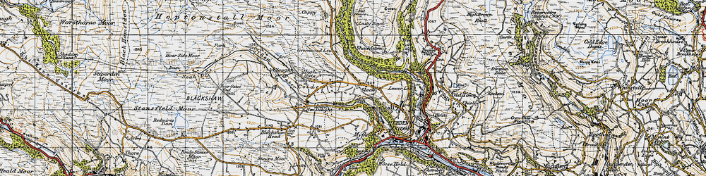 Old map of Heptonstall in 1947