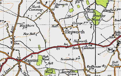 Old map of Hepworth in 1946