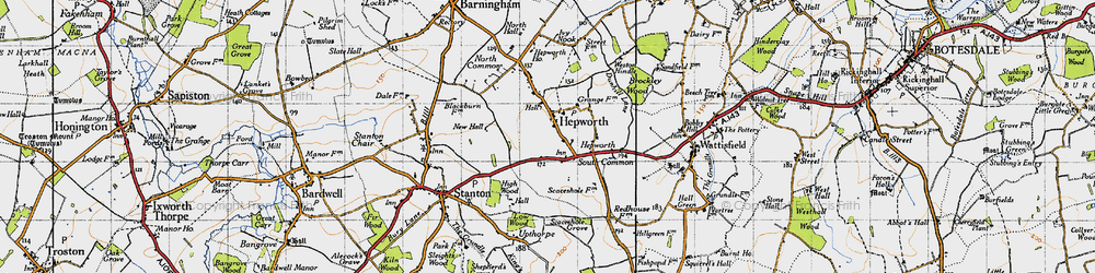 Old map of Hepworth in 1946