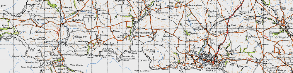 Old map of Herbrandston in 1946