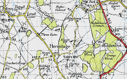 Old map of Hermitage in 1945
