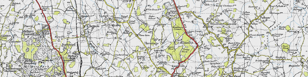 Old map of Hermitage in 1945