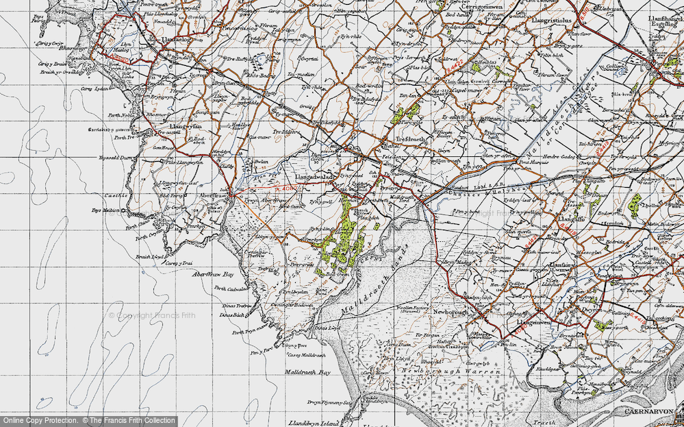 Old Map of Historic Map covering Bodowen in 1947