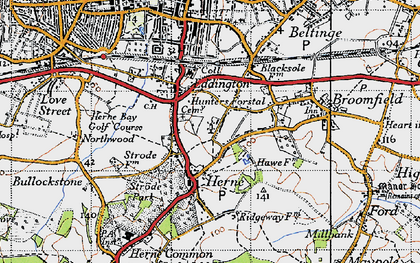 Old map of Herne in 1947