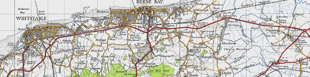 Old map of Herne in 1947