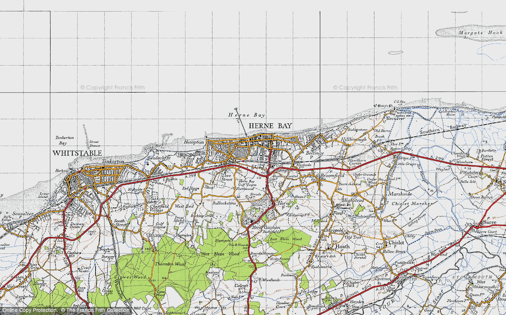 Old Map of Herne Bay, 1947 in 1947