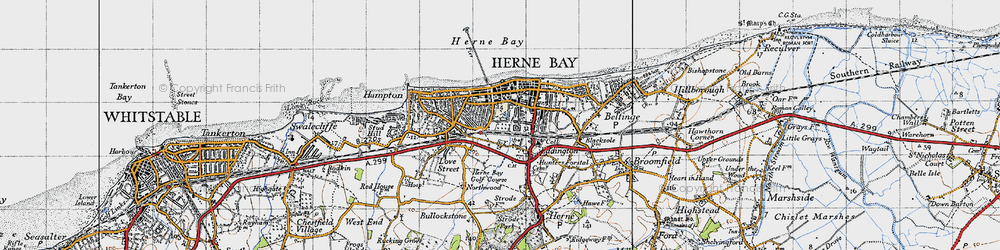 Old map of Herne Bay in 1947