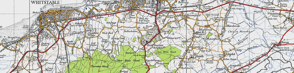 Old map of Herne Common in 1947