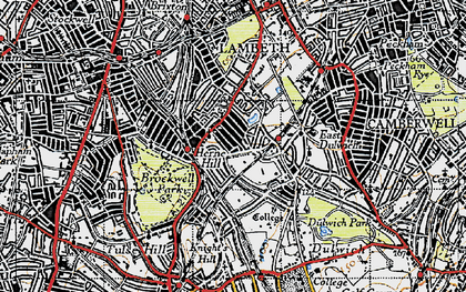 Old map of Brockwell Park in 1946