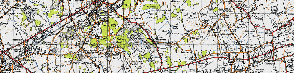 Old map of Herongate in 1946