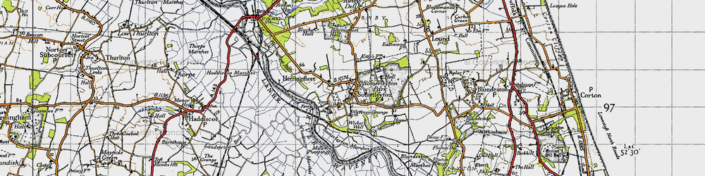 Old map of Wicker Well in 1946