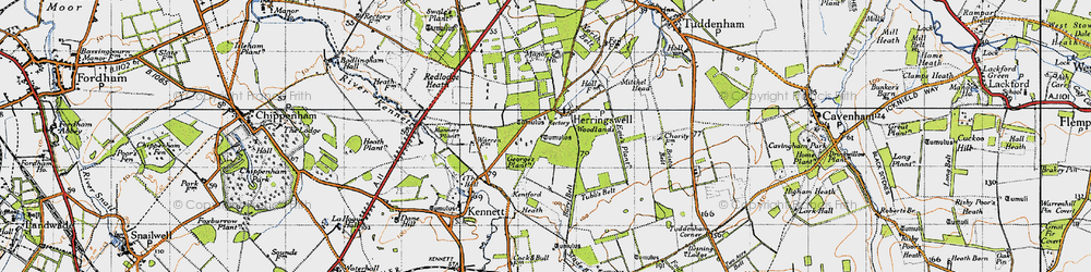 Old map of Herringswell in 1946