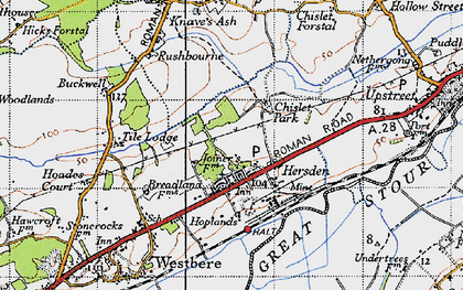 Old map of Hersden in 1947