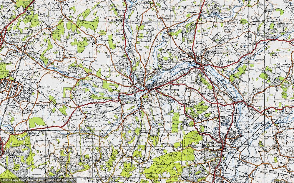 Old Map of Hertford, 1946 in 1946