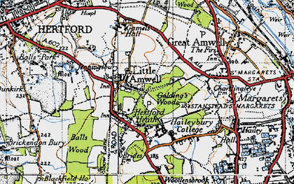 Old map of Hertford Heath in 1946