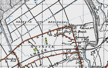 Old map of Hesketh Bank in 1947