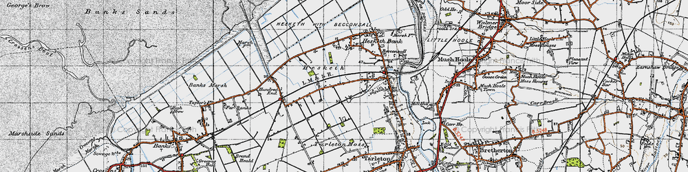 Old map of Hesketh Moss in 1947