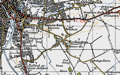 Old map of Heslington in 1947