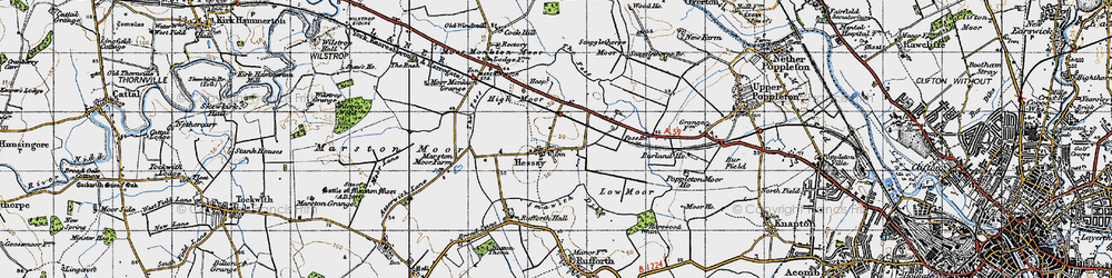 Old map of Hessay in 1947