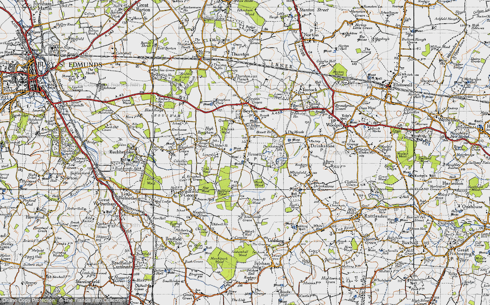 Old Map of Hessett, 1946 in 1946