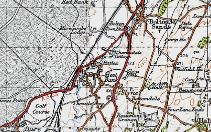 Old map of Hest Bank in 1947