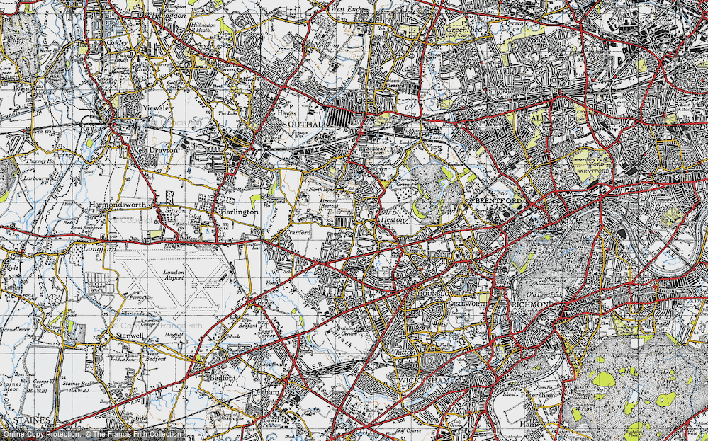 Old Map of Heston, 1945 in 1945