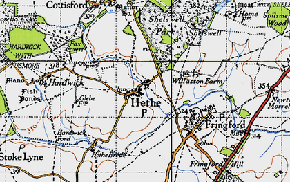 Old map of Hethe in 1946