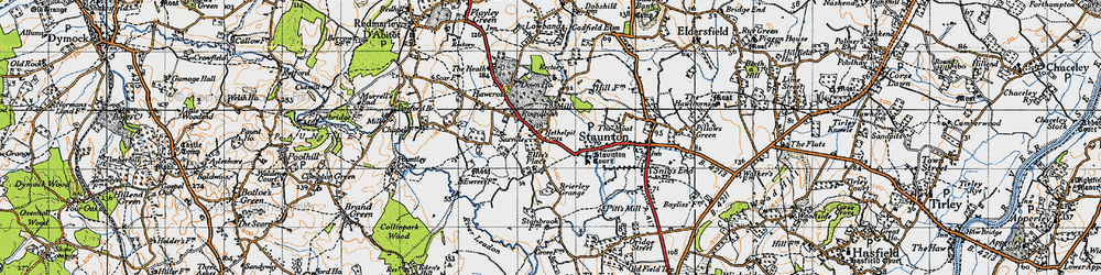 Old map of Hethelpit Cross in 1947