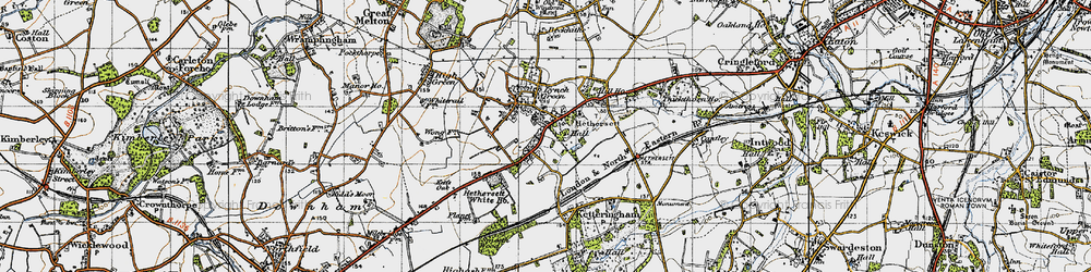 Old map of Hethersett in 1946
