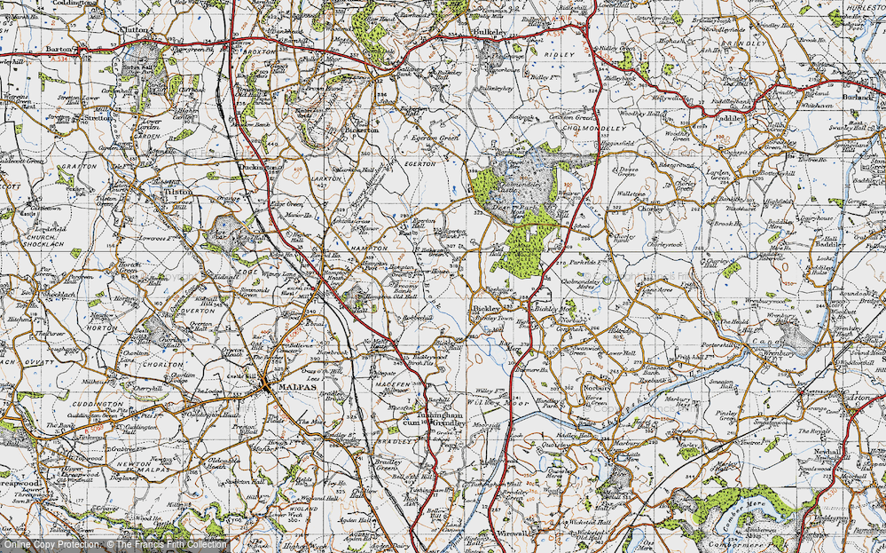 Old Map of Historic Map covering Bickley Brook in 1947