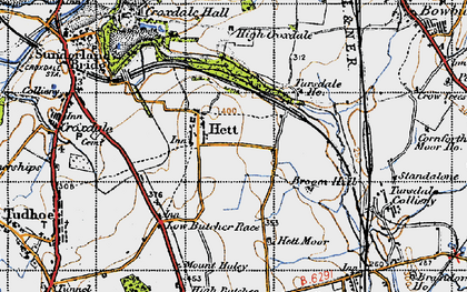 Old map of Hett in 1947