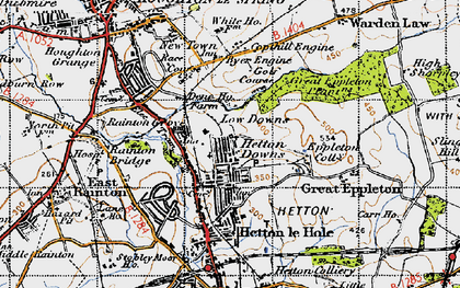 Old map of Hetton Downs in 1947