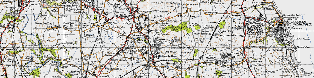 Old map of Hetton Downs in 1947