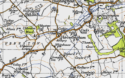 Old map of Heveningham in 1946