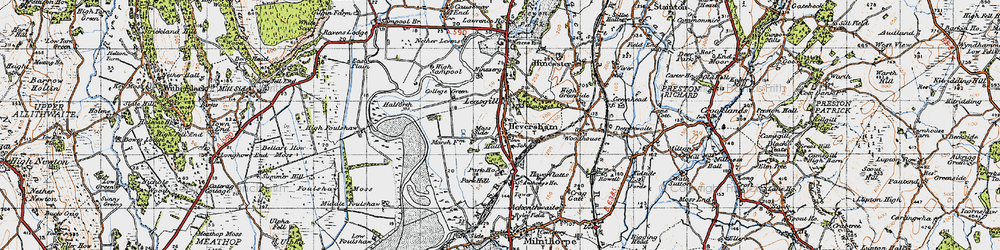 Old map of Heversham in 1947