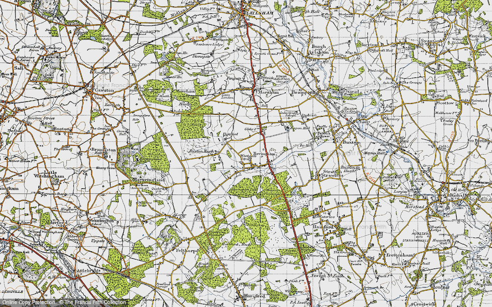 Old Map of Hevingham, 1945 in 1945