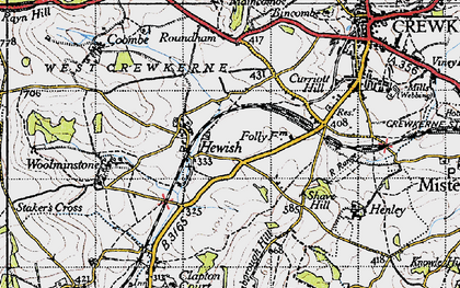 Old map of Hewish in 1945