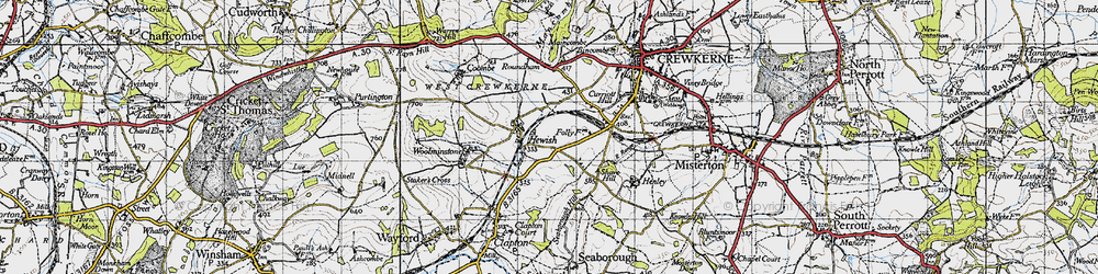Old map of Hewish in 1945