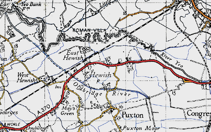 Old map of Hewish in 1946